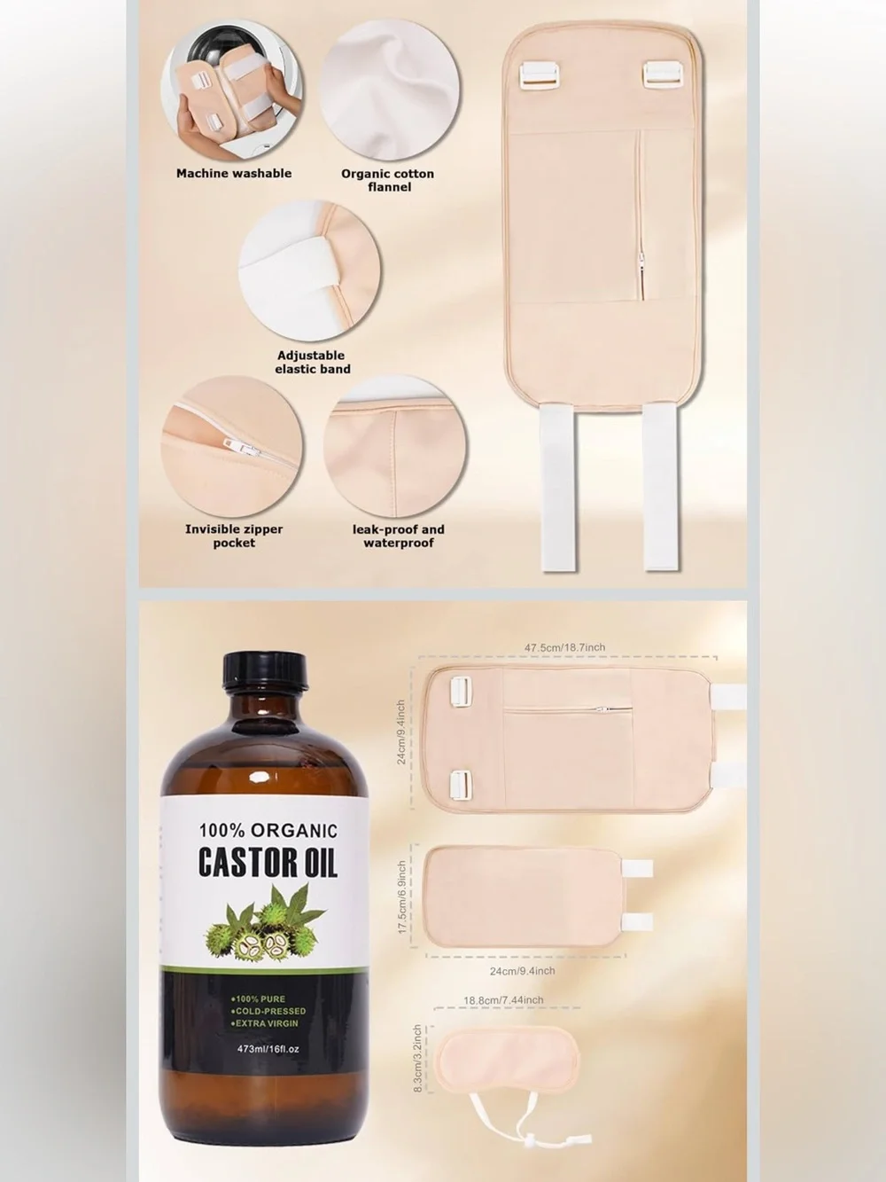 NIB organic castor oil pack kit.